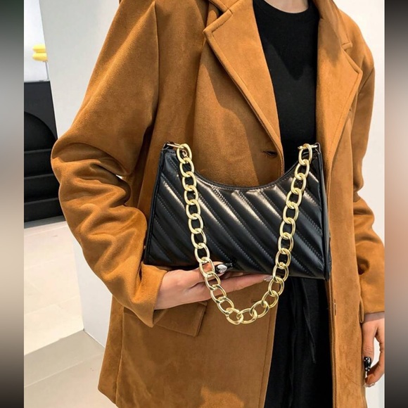 Boho vegan leather quilted shoulder bag